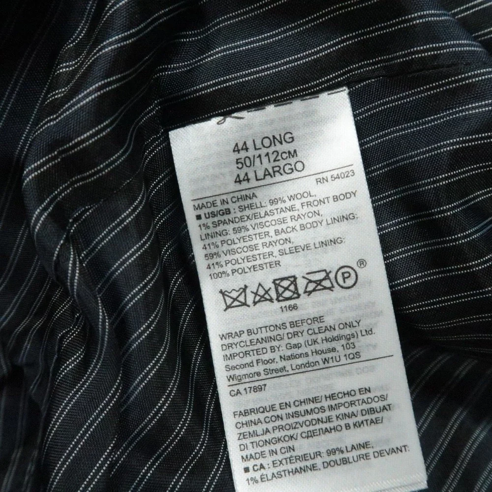 Banana Republic Blazer Mens 44L Dark Charcoal Marzotto Slim Fit Wool Super 120s